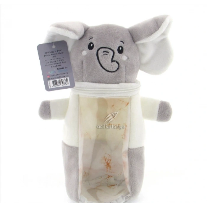 Vuki 3D Peluş Pvc Dikey Kalem Kutu Fil 0125-03