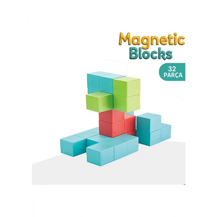 LEARNİNG FUN 32 PARÇA MANYETİK KÜP BLOKLAR DIY YAPI OYUNCAĞI