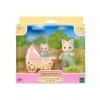 Adore Sylvanian Families Çiçekli Kedi Baba ve Bebek Arabası Seti
