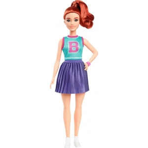 Barbie Bebek Forması ve pileli mor eteğiyle kızıl saçlı Barbie Fashionistas bebek