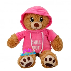 Acar Brave Peluş Ayı Kapşunlu Pembe Mavi