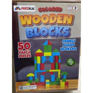 REDKA RENKLİ AHŞAP BLOKLAR (50 PRÇ)