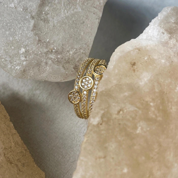 14 ayar 3 Sıra Taşlı Yüzük