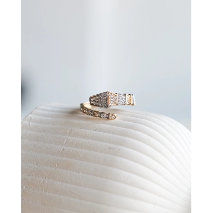 14 Ayar Yılan Gold Silver Yüzük