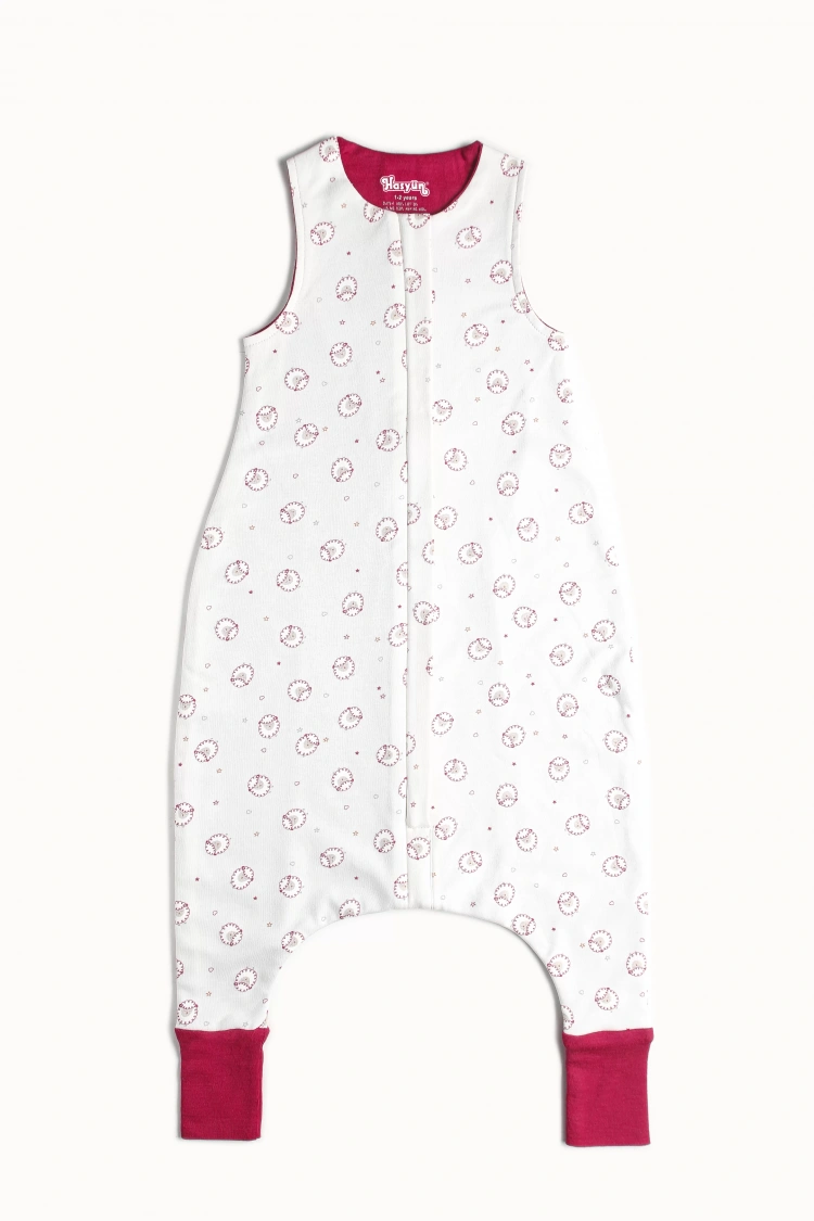 Kuzucuk Desen Yün Çift Katlı Kolsuz Uyku Tulumu - Fuşya