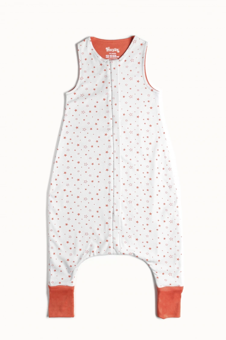 Yıldız Desen Yün Çift Katlı Kolsuz Uyku Tulumu - Turuncu