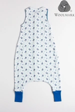 Ayıcıklı Desen Yün Çift Katlı Kolsuz Uyku Tulumu - Mavi