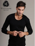 Erkek Siyah Uzun Kollu Yün Fanila