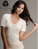 Kadın Kaşkorse Dantelli Yün Kısa Kol