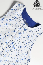Yıldız Desen Yün Çift Katlı Kolsuz Uyku Tulumu - Mavi