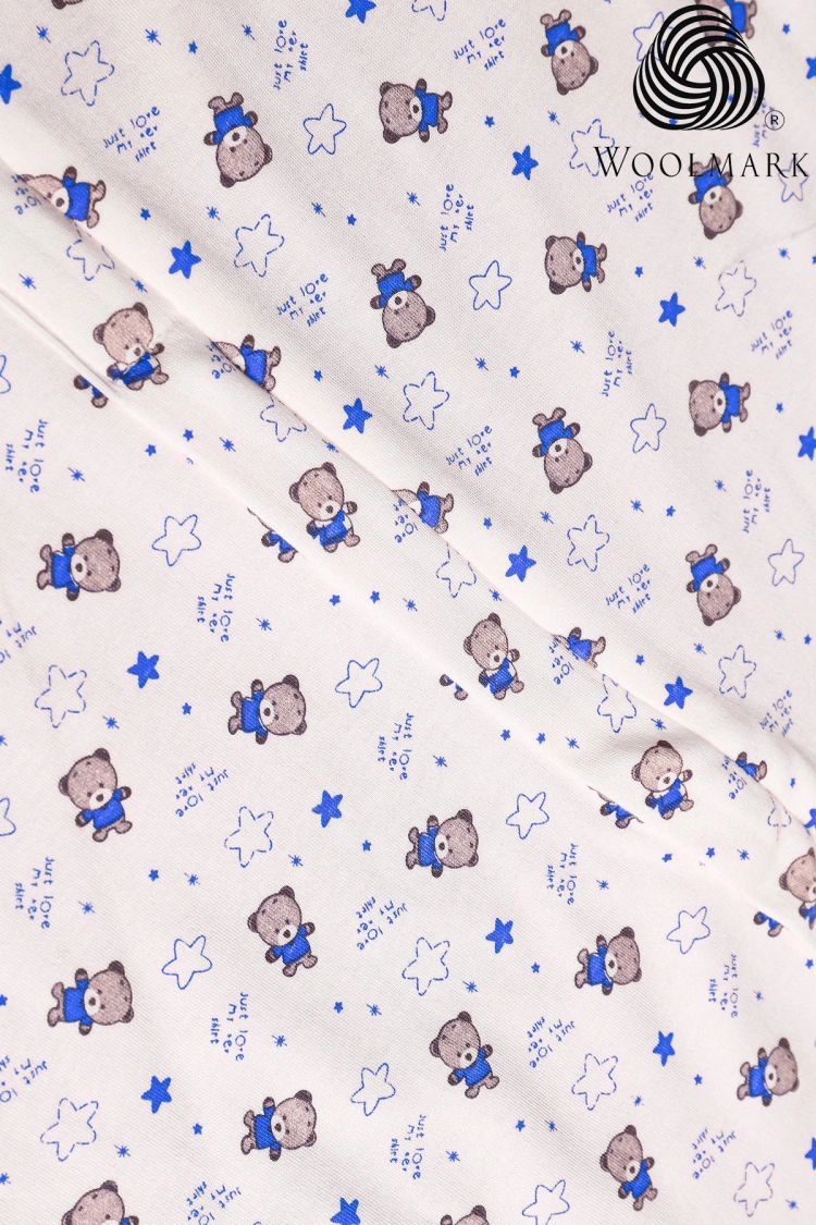 Ayıcıklı Desen Yün Çift Katlı Kolsuz Uyku Tulumu - Mavi