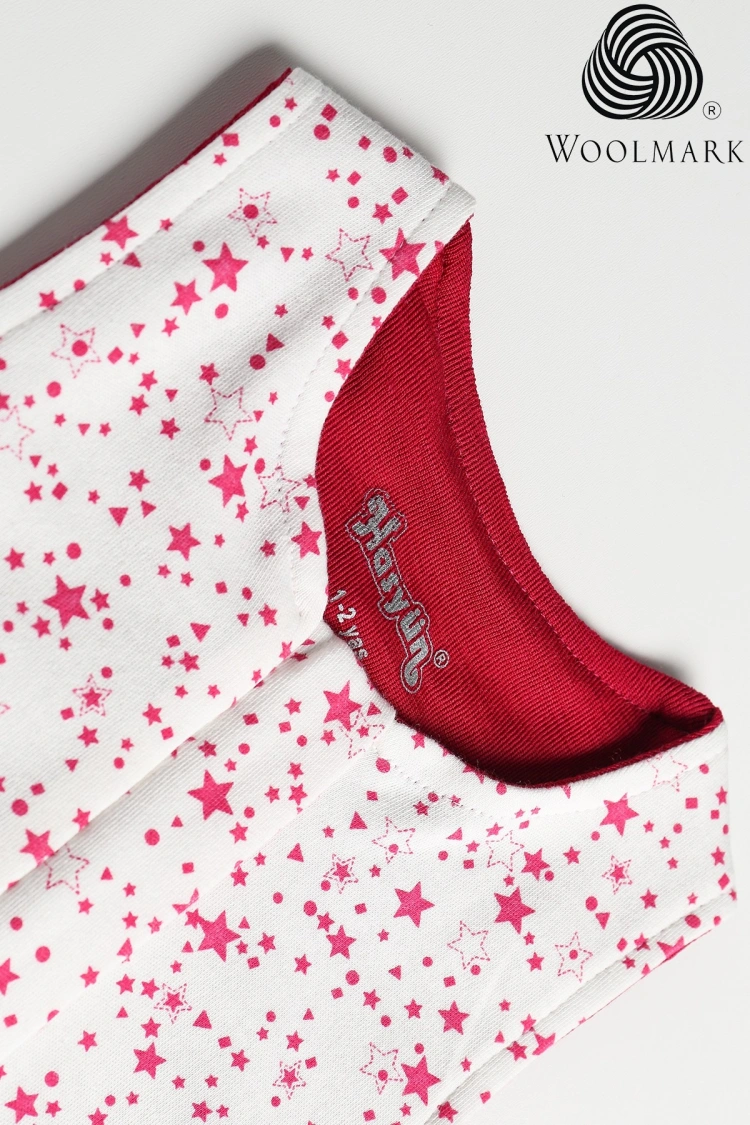 Yıldız Desen Yün Çift Katlı Kolsuz Uyku Tulumu - Fuşya