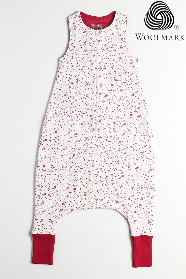 Yıldız Desen Yün Çift Katlı Kolsuz Uyku Tulumu - Fuşya