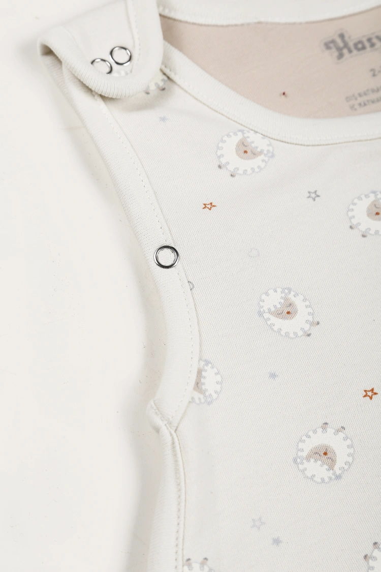 Kuzucuk Desen Yün Çift Katlı Ayaksız Uyku Tulumu-Ekru