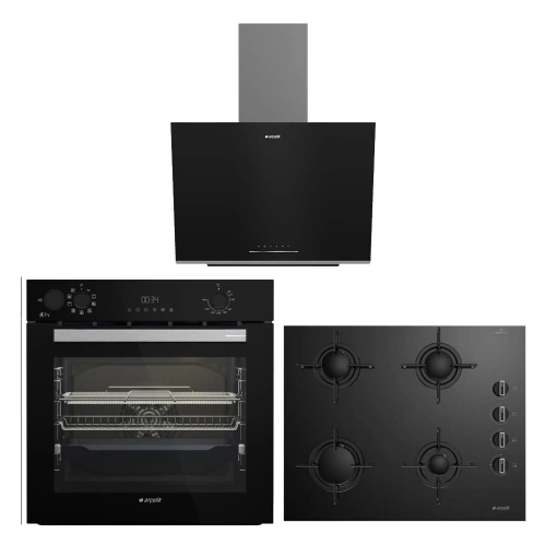 Arçelik Yeni Model Siyah Buhar Destekli Cam Ankastre Set