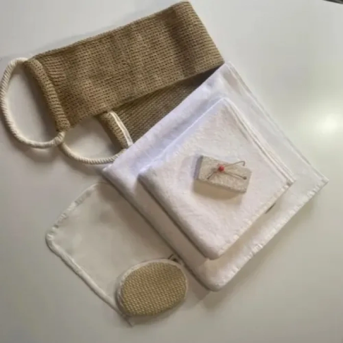 %100 Keten 6lı Banyo Hamam Seti