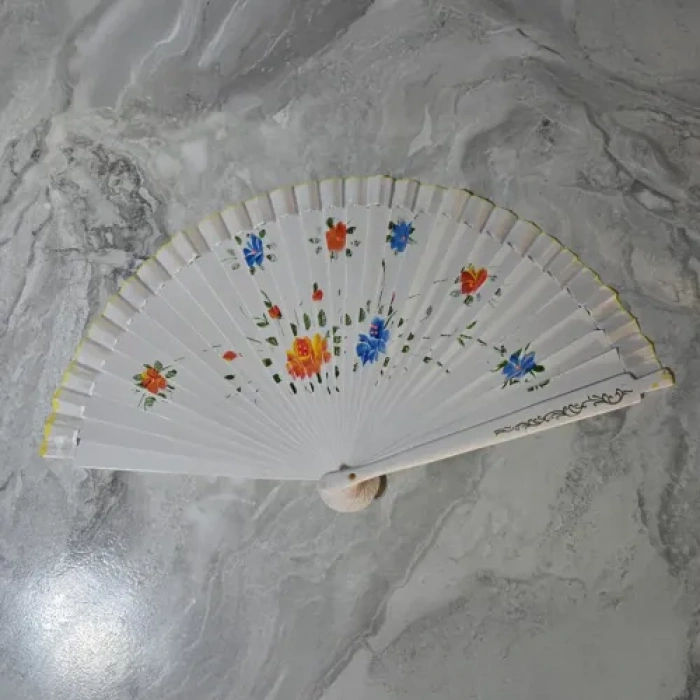 12li Bambu Çift Taraflı Renkli Yelpaze