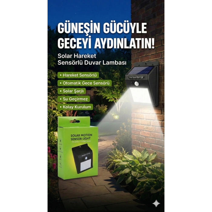 20 Ledli Hareket Sensörlü Dış Mekan Solar Lamba