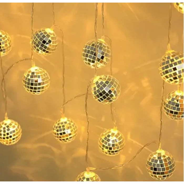 2m 10 LED Pilli Disko Toplu Işık