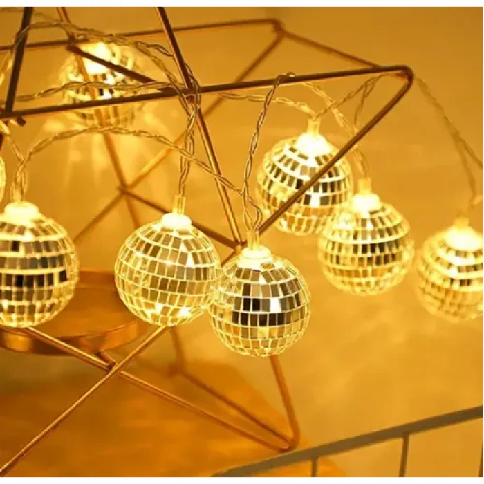 2m 10 LED Pilli Disko Toplu Işık