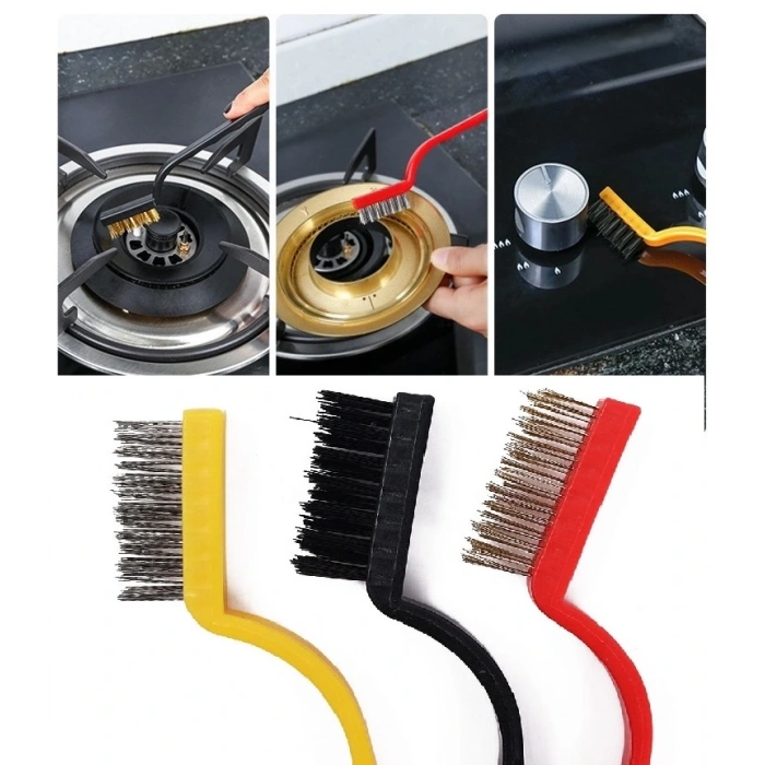 3 Lü Detay Temizlik Fırça Seti  Araba -mutfak Ocak - Fayans Temizlik Fırça (bakır- Demir- Plastik)