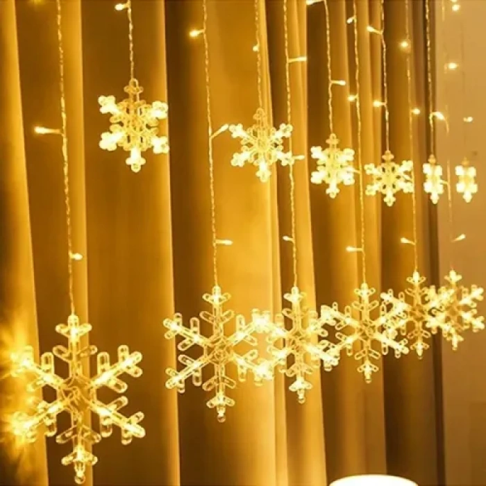 3 Metre Saçaklı Kar Tanesi Perde LED