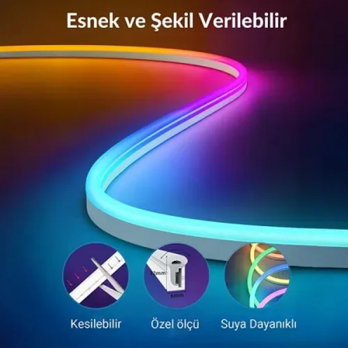 5m 16 Renk 4 Fonksiyonlu Esnek Şerit Neon LED