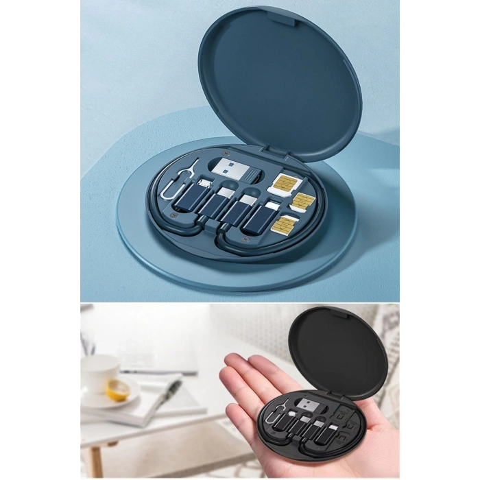 60w Destekli Kablo Kutusu Seyahat Kablo Seti 5i 1 arada USB Type-C Şarj Kablosu Seti