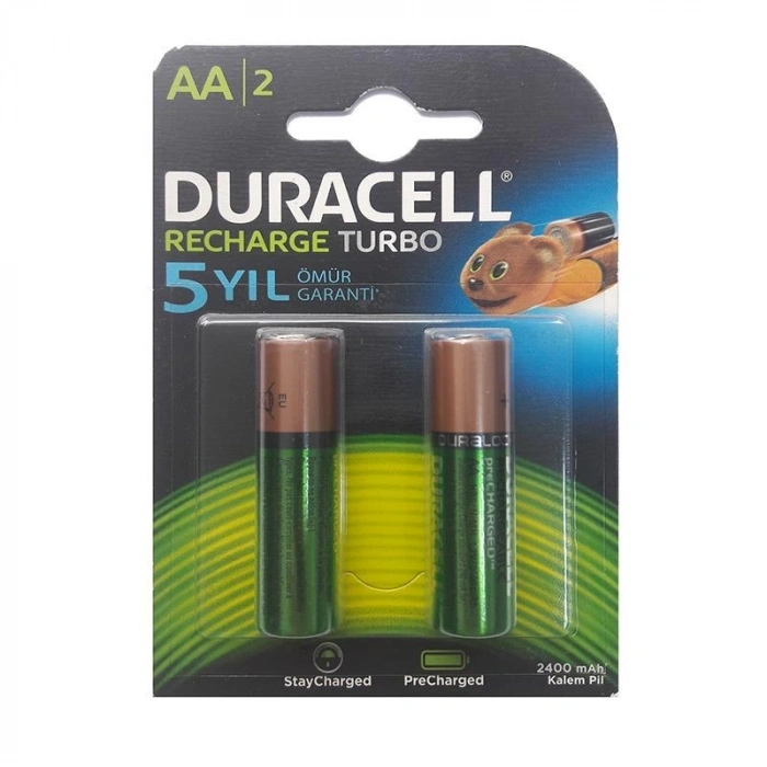 Mey İthalat® Duracell Şarj Edilebilir Kalem Pil 2Lİ AA 2500 mAh