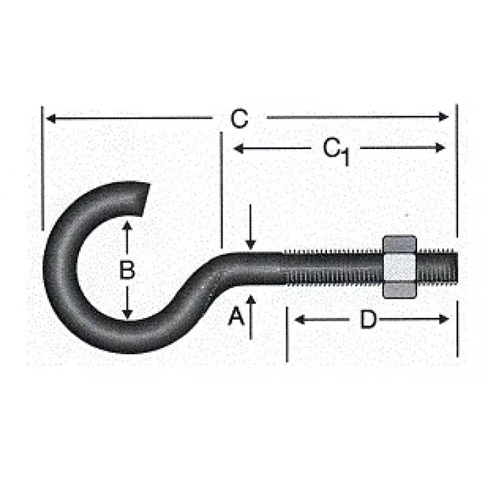 Açık Metrik Kanca M5 / 21x80 - 100 Adet