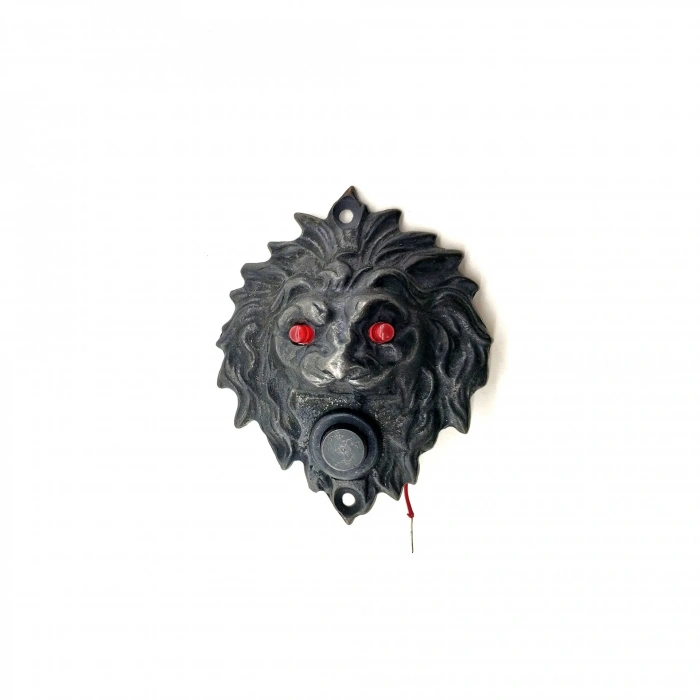 Antika Tarz Dekoratif Pirinç Aslan Kapı Zili - 100x78 Mm, Oksit, Led Işıklı