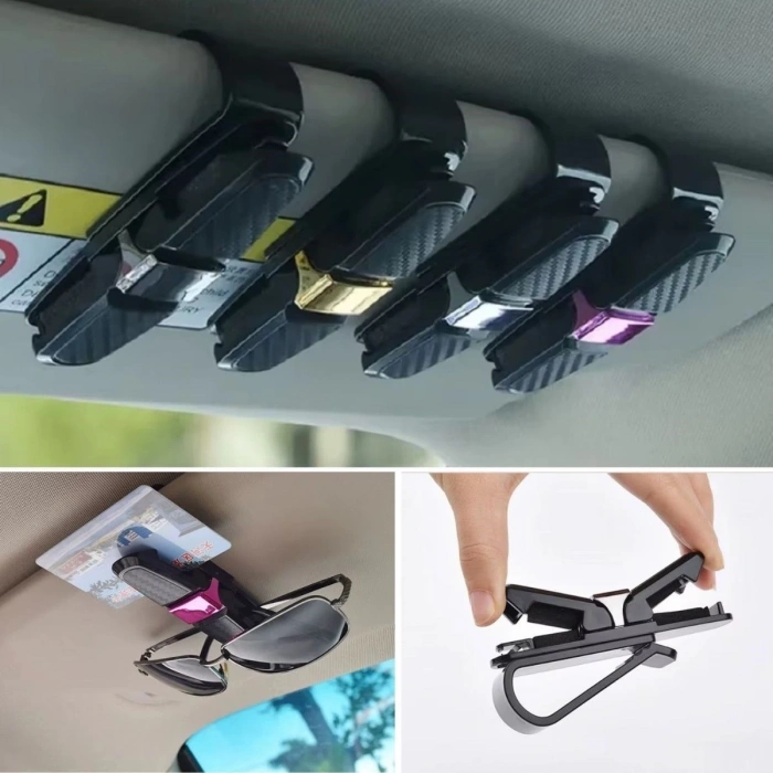 Araç İçi Güneşliğe Takılan 2li Gözlük,Kart,Para Takmalık Aparat