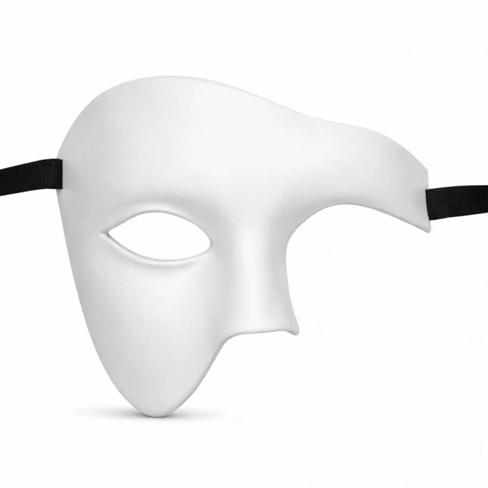 Beyaz Yarım Erkek Maske – Phantom Parti & Balo Maskesi