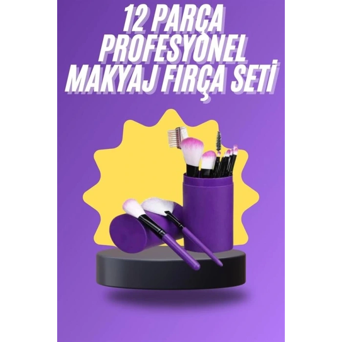 BFS 12 Parça Makyaj Fırça Seti Profesyonel Fondöten Allık Far Kontür Fırçası