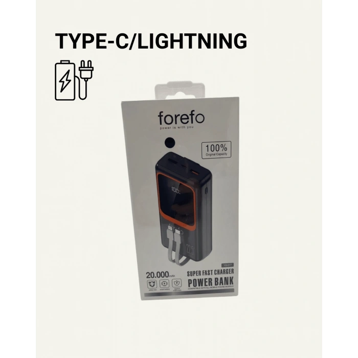 BFS 20000 mAh Powerbank | Çok Kablolu, Dijital Göstergeli, Yüksek Hızlı Şarj Cihazı