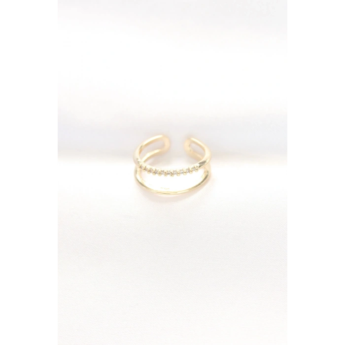 BFS 2li Görünümlü Su Yolu Tasarımlı Gold Renk Ayarlanabilir Yüzük