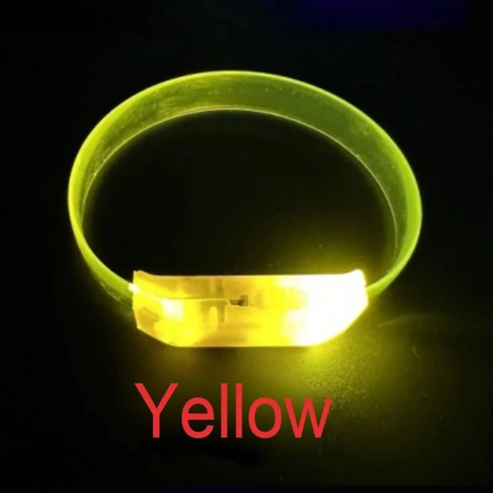 BFS  3 Modlu Pilli LED Işıklı Esnek Parti Bilekliği Sarı
