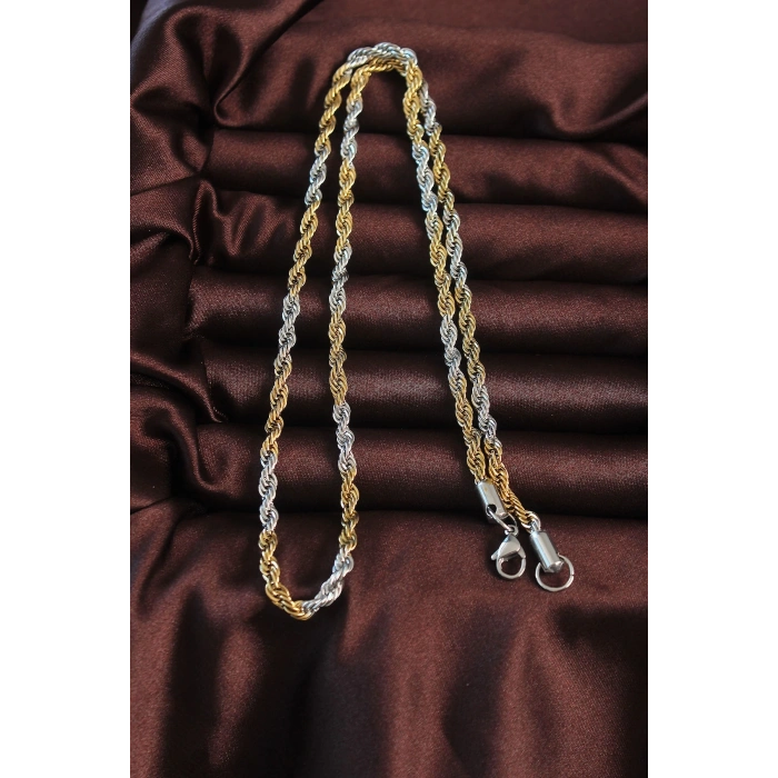 BFS 316L Çelik Çift Renk Burgu Tasarımlı Kolye