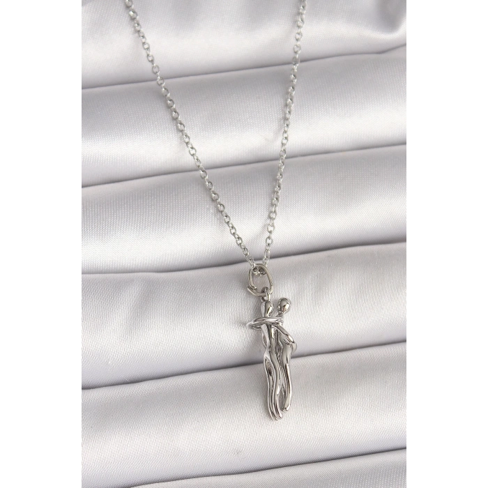 BFS 316L Çelik Gümüş Renk Zincir Sarılma Model Kadın Kolye