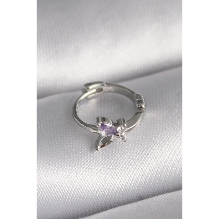 BFS 316L Çelik Gümüş Renk Zirkon Taşlı Kelebek Model Tragus Piercing