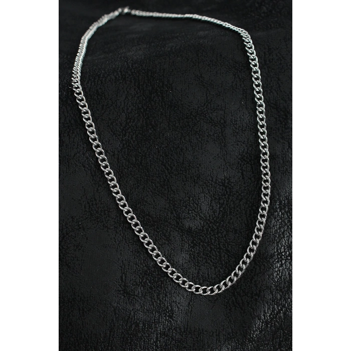 BFS 316L Çelik Klasik Oval Zincir Model Gümüş Renk Erkek Kolye