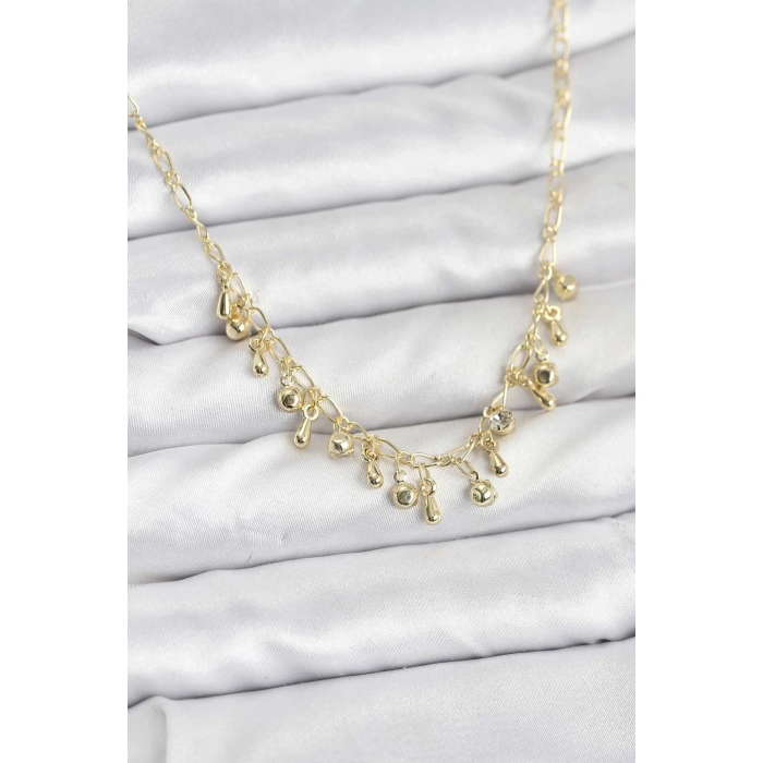 BFS 316L Çelik Zincir Gold Renk Kadın Kolye