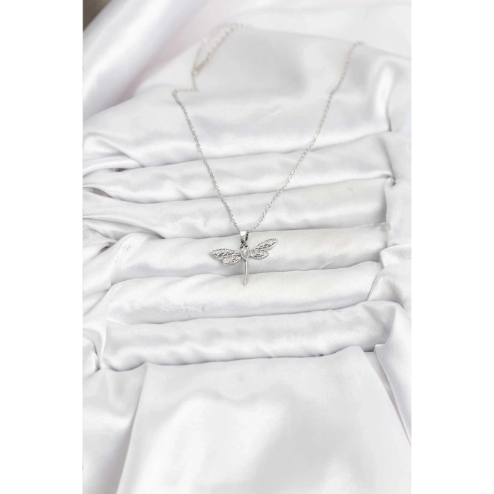 BFS 316L Çelik Zincir Gümüş Renk Yusufçuk Model Kadın Kolye