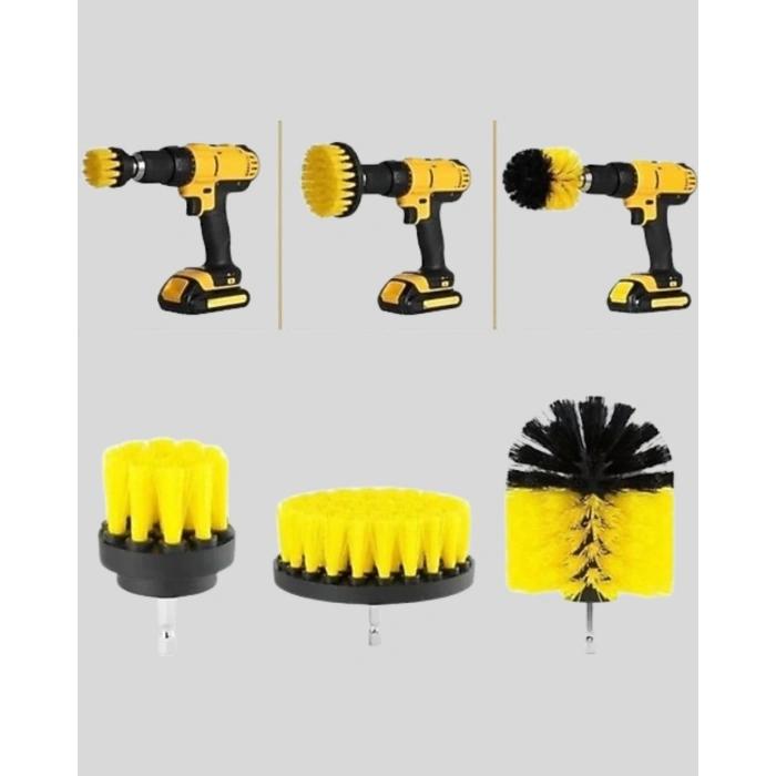 BFS 3’lü Matkap Temizlik Fırçası Seti – Banyo, Mutfak ve Araç Jantı İçin Etkili