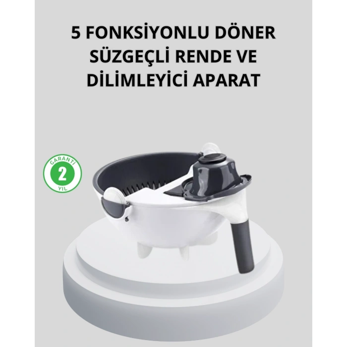 BFS 5 Fonksiyonlu Döner Rende Süzgeçli Çok Amaçlı Sebze Doğrayıcı Kaymaz Tabanlı