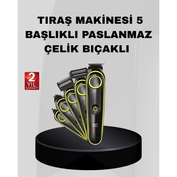 BFS 5’i 1 Arada Şarjlı Erkek Bakım Seti LED Göstergeli ve Suya Dayanıklı