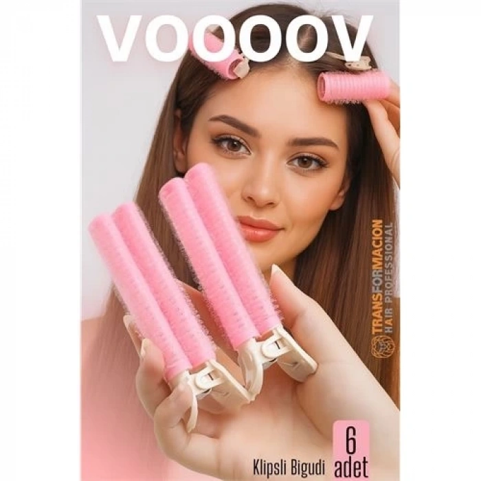 BFS 6lı Klipsli Saç Bigudisi Isısız Doğal Bukle Bigudisi Dipten Hacim ve Perçem Şekillendirme İçin