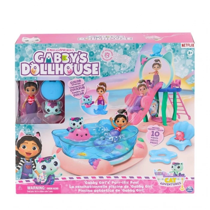 BFS   6067878 Gabbys Dollhouse Gabby ve Mercat Purr-ific Havuz Oyun Seti
