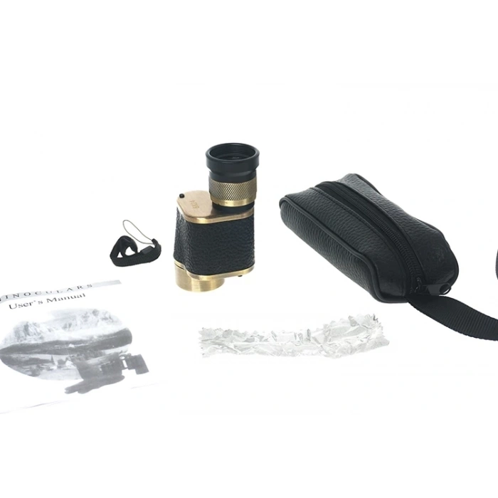 BFS 6x24  Baıgısh, Askeri Tarzi Pirinç Ve Deri Kaplamalı, Deri Çantalı Monocular Dürbün Sarı