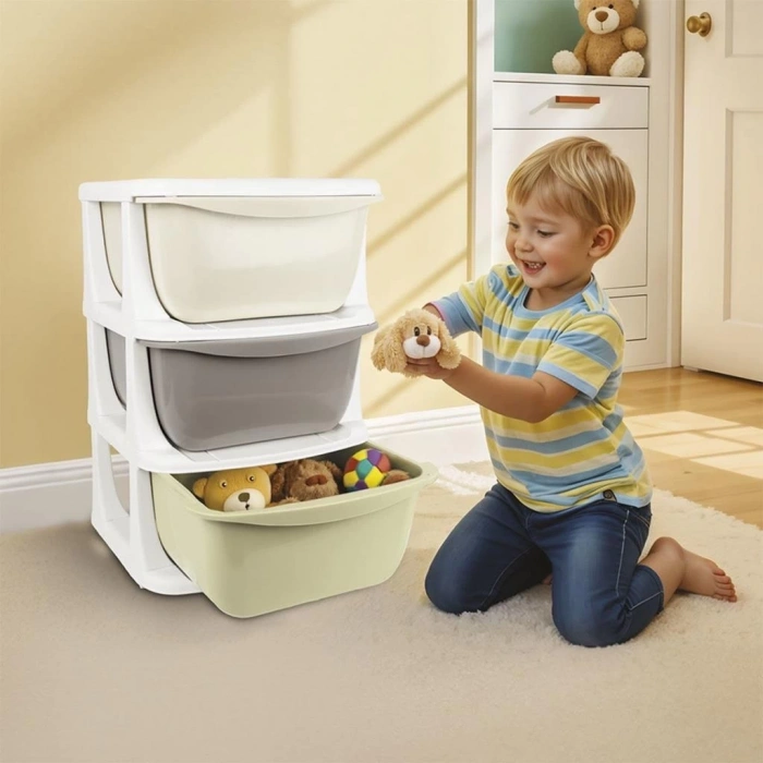 BFS   7130 3 Katlı 3 Çekmeceli Saklama Ünitesi -Dolu Oyuncak